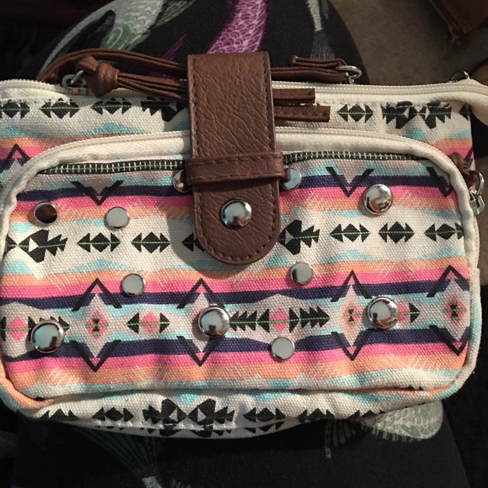 Aztec crossbody studded bag.